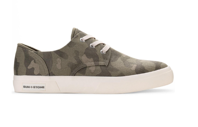 SUN STONE Mens Green Camouflage Metal Eyelits Cushioned Kiva Round Toe Lace-Up Sneakers Shoes 7.5 M