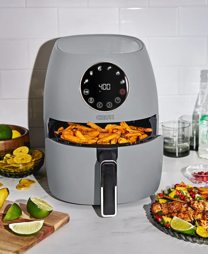 Crux 3.7-Qt. 1300 Watt Nonstick Dig Matte Air Fryer - Grey