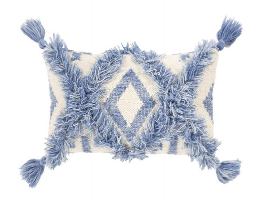 Helena HNA-008 10"H x 18"W Lumbar Pillow Kit in Denim and Ivory