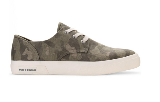SUN STONE Mens Green Camouflage Metal Eyelits Cushioned Kiva Round Toe Lace-Up Sneakers Shoes 7.5 M