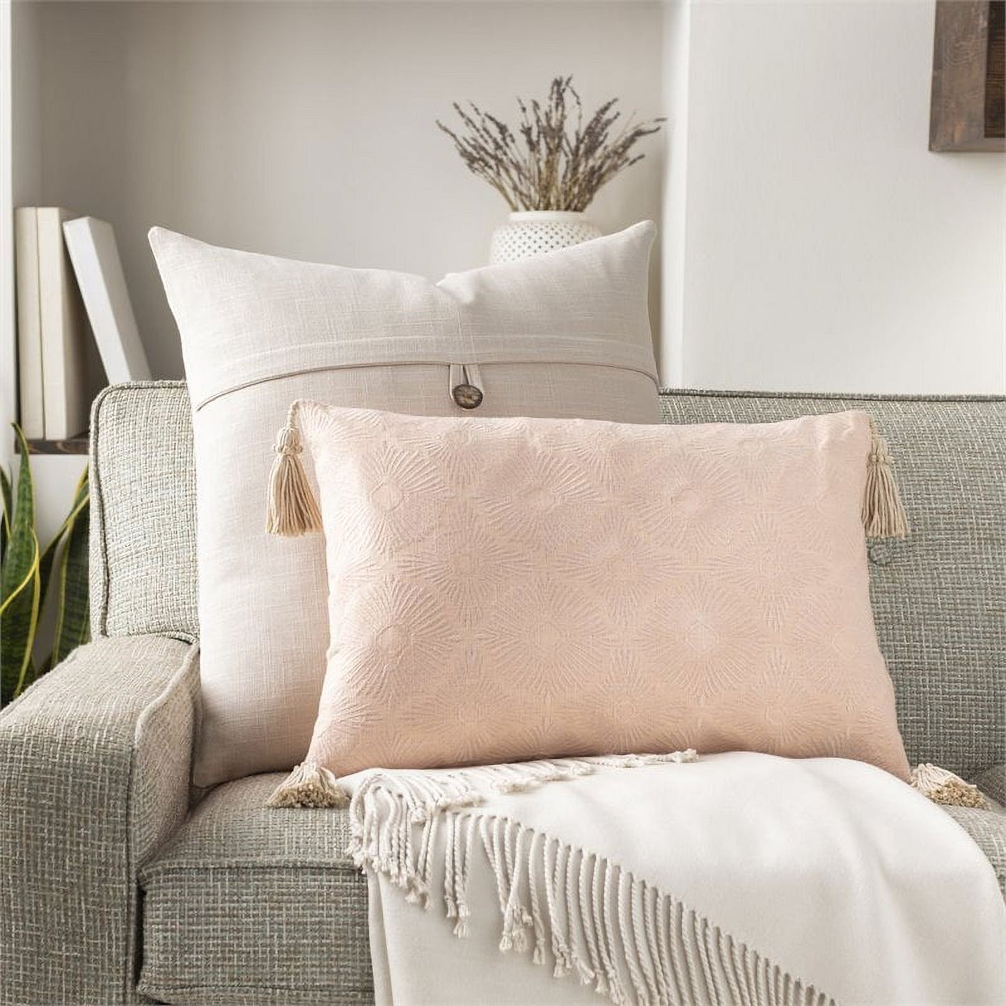 Accra ACA-006 13"H x 20"W Lumbar Pillow Kit in Peach/Lilac